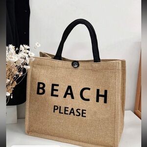 Lightweight, Casual Beach Letter Print, Stylish Canvas Tote